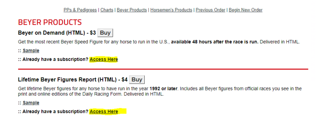 Beyer Speed Figures Chart